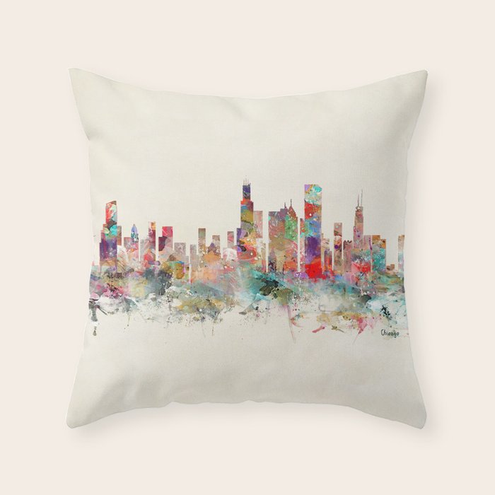 chicago illinois skyline Throw Pillow Gallery Image 6