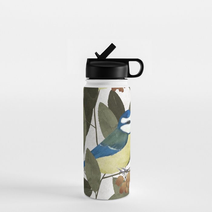 Blue tit and strawberry tree Water Bottle Gallery Image 1