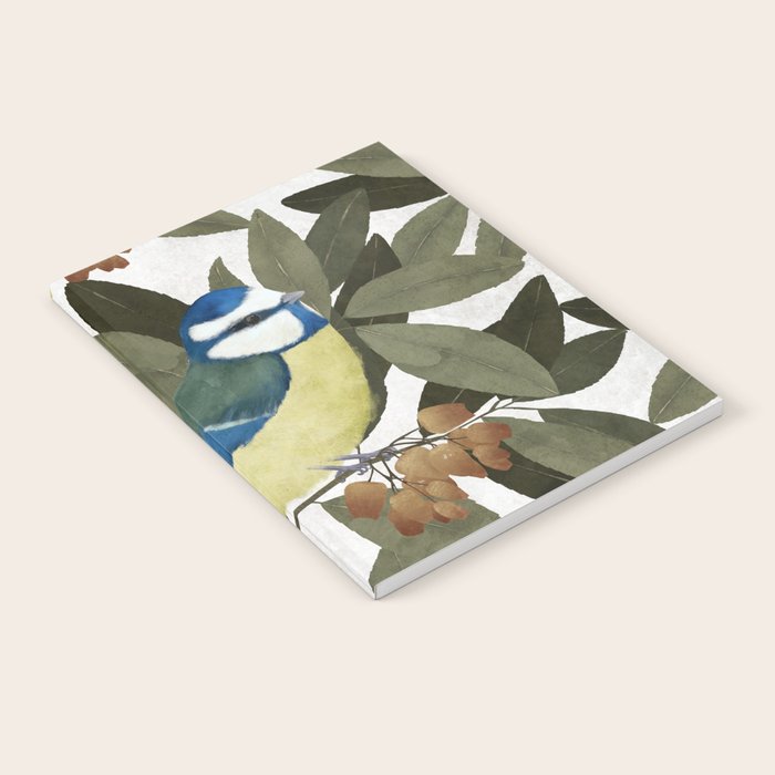 Blue tit and strawberry tree Notebook