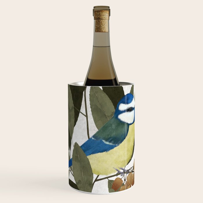 Blue tit and strawberry tree Wine Chiller Gallery Image 1