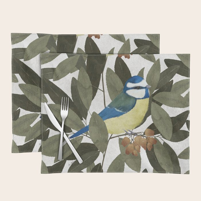 Blue tit and strawberry tree Placemat Gallery Image 1