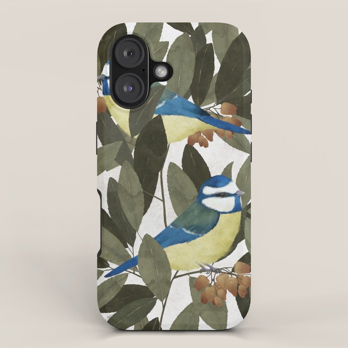 Blue tit and strawberry tree iPhone Case Gallery Image 1