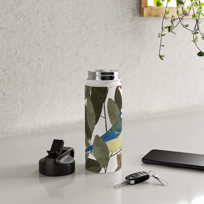 Blue tit and strawberry tree Water Bottle Gallery Image 4