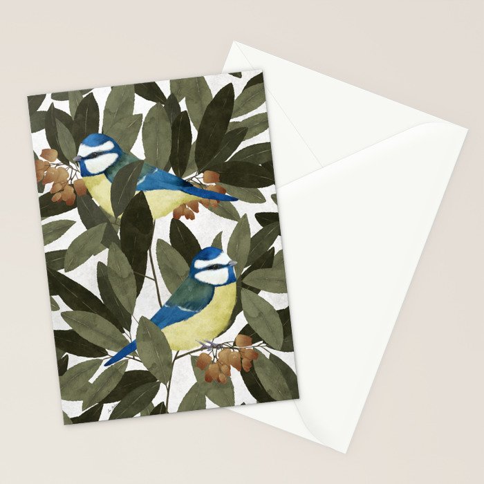 Blue tit and strawberry tree Stationery Card Gallery Image 2
