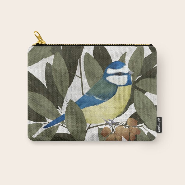 Blue tit and strawberry tree Carry All Pouch Gallery Image 1
