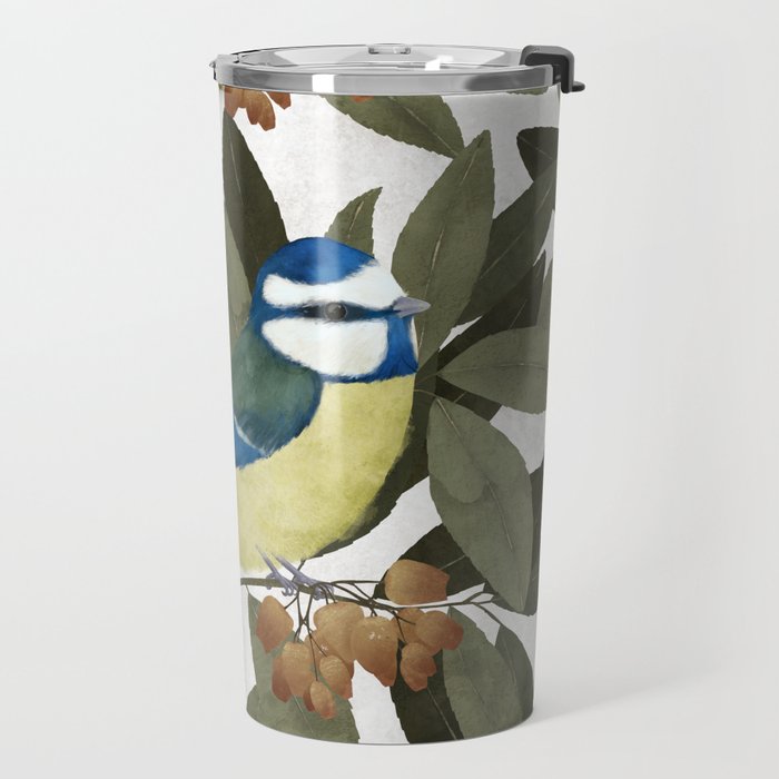 Blue tit and strawberry tree Travel Mug Gallery Image 2