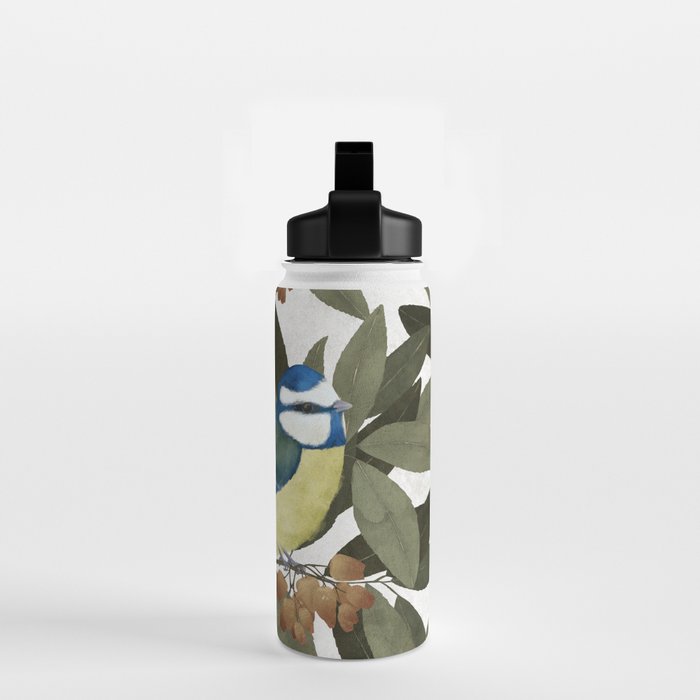 Blue tit and strawberry tree Water Bottle Gallery Image 2