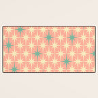 Mid-Century Modern Atomic Stars Pattern Blush Pink Teal Mint Cream Desk Mat Gallery Image 3