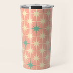 Mid-Century Modern Atomic Stars Pattern Blush Pink Teal Mint Cream Travel Mug Gallery Image 1
