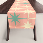 Mid-Century Modern Atomic Stars Pattern Blush Pink Teal Mint Cream Table Runner Gallery Image 1