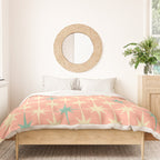 Mid-Century Modern Atomic Stars Pattern Blush Pink Teal Mint Cream Duvet Cover Gallery Image 3