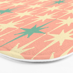 Mid-Century Modern Atomic Stars Pattern Blush Pink Teal Mint Cream Bath Mat Gallery Image 3