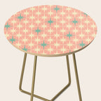 Mid-Century Modern Atomic Stars Pattern Blush Pink Teal Mint Cream Side Table Gallery Image 2