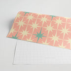 Mid-Century Modern Atomic Stars Pattern Blush Pink Teal Mint Cream Wrapping Paper Gallery Image 2