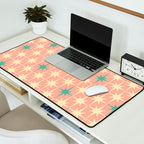 Mid-Century Modern Atomic Stars Pattern Blush Pink Teal Mint Cream Desk Mat Gallery Image 2