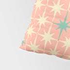 Mid-Century Modern Atomic Stars Pattern Blush Pink Teal Mint Cream Pillow Sham Gallery Image 4