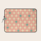 Mid-Century Modern Atomic Stars Pattern Blush Pink Teal Mint Cream Laptop Sleeve Gallery Image 1