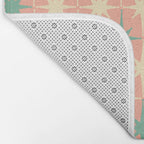 Mid-Century Modern Atomic Stars Pattern Blush Pink Teal Mint Cream Bath Mat Gallery Image 2