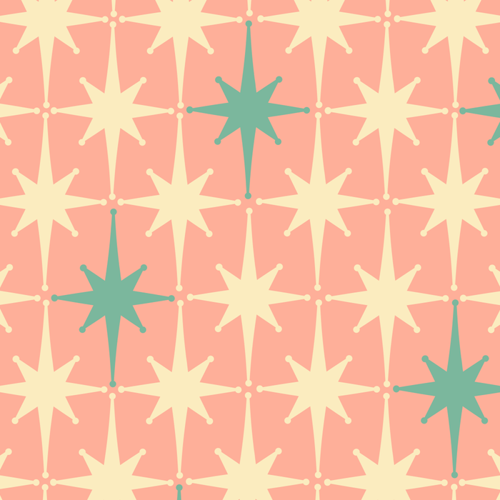 Mid-Century Modern Atomic Stars Pattern Blush Pink Teal Mint Cream Coffee Mug Gallery Image 2