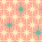 Mid-Century Modern Atomic Stars Pattern Blush Pink Teal Mint Cream Coffee Mug Gallery Image 2