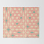 Mid-Century Modern Atomic Stars Pattern Blush Pink Teal Mint Cream Throw Blanket Gallery Image 2