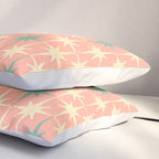 Mid-Century Modern Atomic Stars Pattern Blush Pink Teal Mint Cream Pillow Sham Gallery Image 3