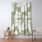 Retro Liquid Swirl Abstract Pattern in Cream, Sage, Beige Window Curtain Gallery Image 5