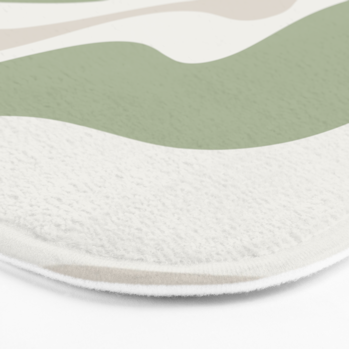 Retro Liquid Swirl Abstract Pattern in Cream, Sage, Beige Bath Mat Gallery Image 3