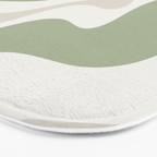 Retro Liquid Swirl Abstract Pattern in Cream, Sage, Beige Bath Mat Gallery Image 3