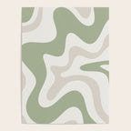 Retro Liquid Swirl Abstract Pattern in Cream, Sage, Beige Poster Gallery Image 4
