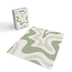 Retro Liquid Swirl Abstract Pattern in Cream, Sage, Beige Jigsaw Puzzle Gallery Image 2