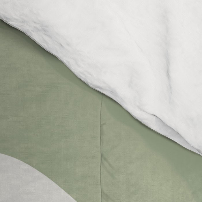 Retro Liquid Swirl Abstract Pattern in Cream, Sage, Beige Comforter Gallery Image 4