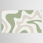 Retro Liquid Swirl Abstract Pattern in Cream, Sage, Beige Tablecloth Gallery Image 2