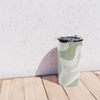 Retro Liquid Swirl Abstract Pattern in Cream, Sage, Beige Travel Mug Gallery Image 4