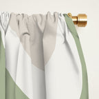 Retro Liquid Swirl Abstract Pattern in Cream, Sage, Beige Window Curtain Gallery Image 2