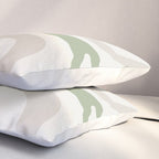 Retro Liquid Swirl Abstract Pattern in Cream, Sage, Beige Pillow Sham Gallery Image 3