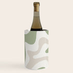 Retro Liquid Swirl Abstract Pattern in Cream, Sage, Beige Wine Chiller Gallery Image 1