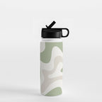 Retro Liquid Swirl Abstract Pattern in Cream, Sage, Beige Water Bottle Gallery Image 1