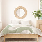 Retro Liquid Swirl Abstract Pattern in Cream, Sage, Beige Duvet Cover Gallery Image 3