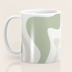 Retro Liquid Swirl Abstract Pattern in Cream, Sage, Beige Coffee Mug Gallery Image 3
