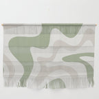 Retro Liquid Swirl Abstract Pattern in Cream, Sage, Beige Wall Hanging Gallery Image 1