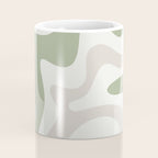 Retro Liquid Swirl Abstract Pattern in Cream, Sage, Beige Coffee Mug Gallery Image 4