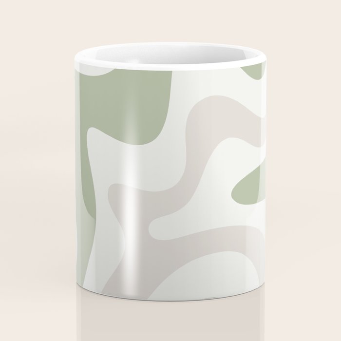 Retro Liquid Swirl Abstract Pattern in Cream, Sage, Beige Coffee Mug Gallery Image 4