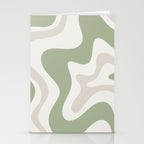 Retro Liquid Swirl Abstract Pattern in Cream, Sage, Beige Stationery Card Gallery Image 2
