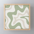 Retro Liquid Swirl Abstract Pattern in Cream, Sage, Beige Mini Art Print Gallery Image 1