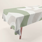 Retro Liquid Swirl Abstract Pattern in Cream, Sage, Beige Tablecloth Gallery Image 1