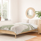 Retro Liquid Swirl Abstract Pattern in Cream, Sage, Beige Duvet Cover Gallery Image 2