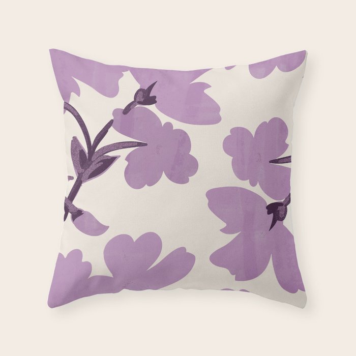 Gentle Purple Flowers Throw Pillow Gallery Image 6