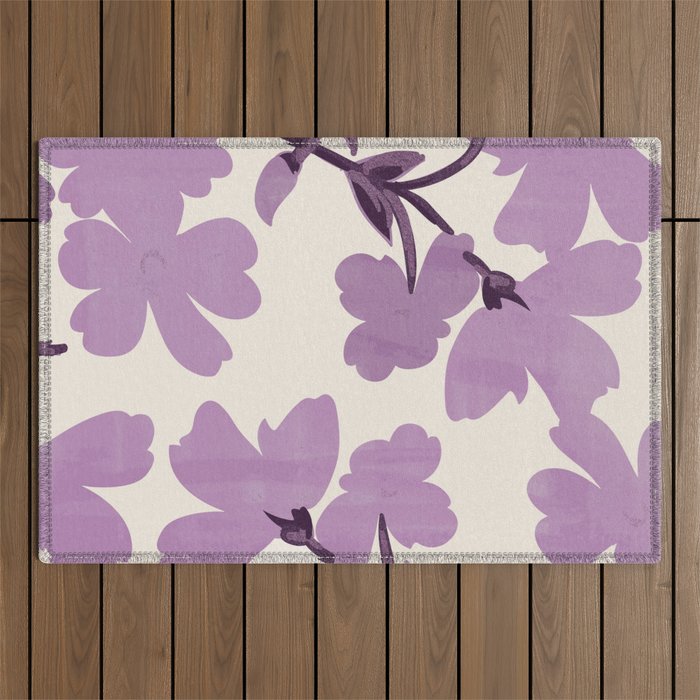 Gentle Purple Flowers Outdoor Rug Gallery Image 1