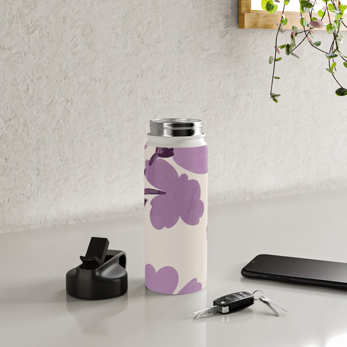 Gentle Purple Flowers Water Bottle Gallery Image 4